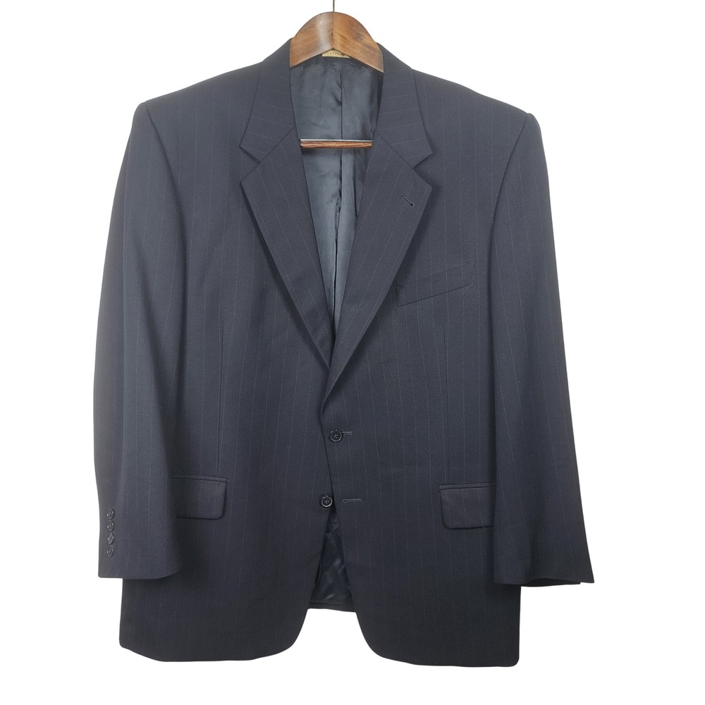 Joseph Abboud Jacket Blazer Mens 46R Navy Blue Pinstripe Wool Classic Business